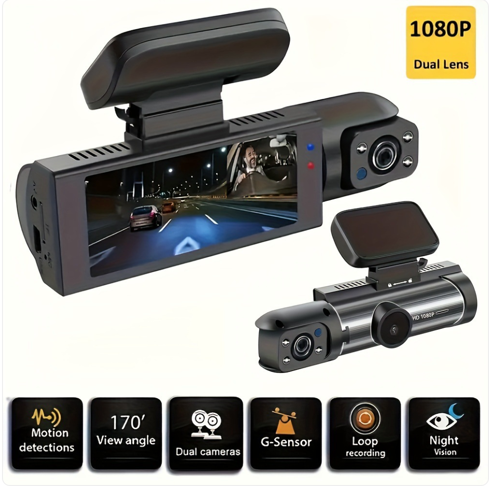 Dual Dash Cam with 1080P Night Vision