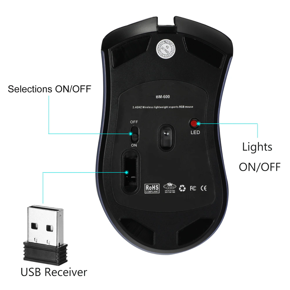 Rechargeable Wireless Gaming Mouse with RGB
