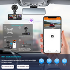 Wi-Fi Dash Cam with Front/Rear Recording Options