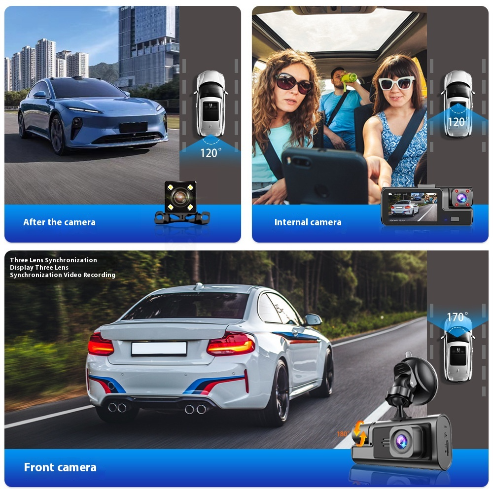 Wi-Fi Dash Cam with Front/Rear Recording Options