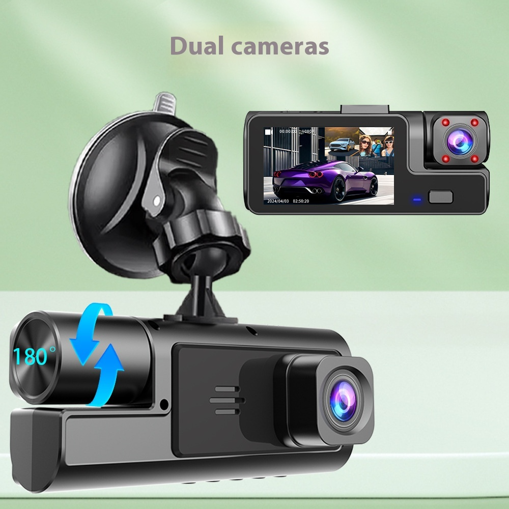 Wi-Fi Dash Cam with Front/Rear Recording Options