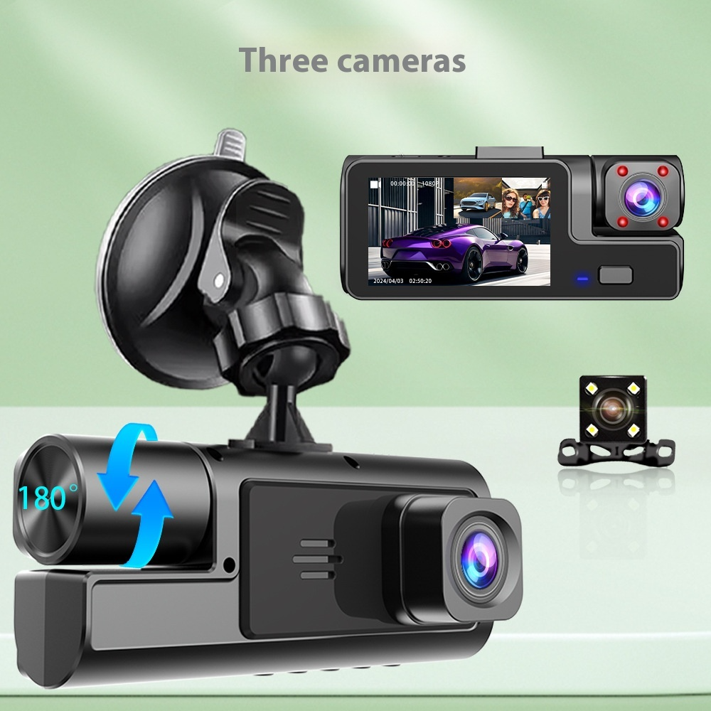 Wi-Fi Dash Cam with Front/Rear Recording Options