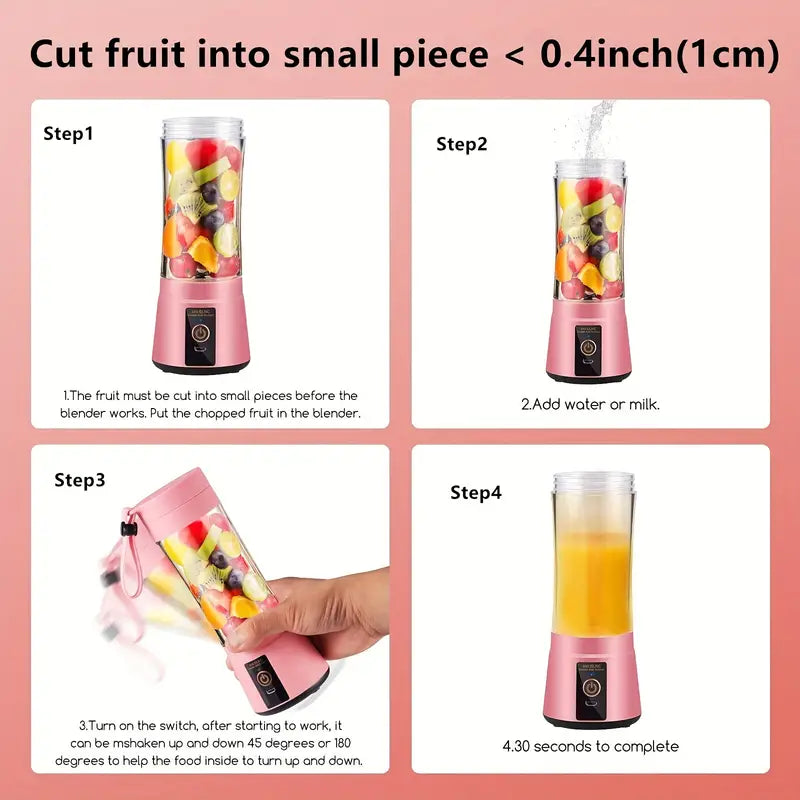 380ML Portable USB Blender with 6 Blades for Smoothies