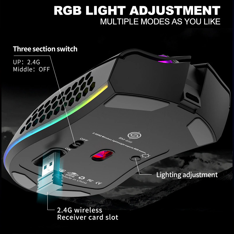 Rechargeable Wireless Gaming Mouse with RGB