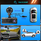 Wi-Fi Dash Cam with Front/Rear Recording Options