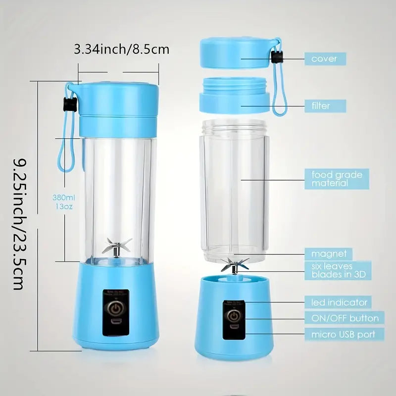 380ML Portable USB Blender with 6 Blades for Smoothies