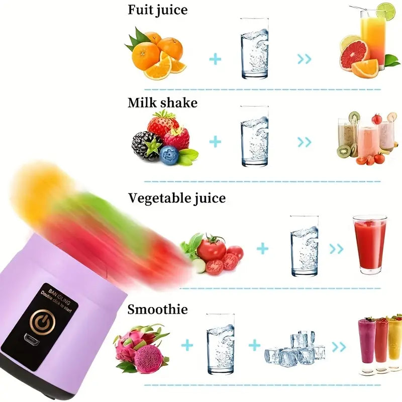 380ML Portable USB Blender with 6 Blades for Smoothies